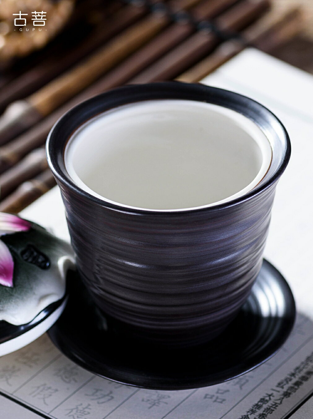臺灣做舊陶瓷蓮花供佛杯 家用供水杯仿古彩繪聖水杯佛前供杯