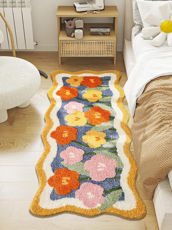 地毯臥室床邊毯家用少女可愛房間防滑沙發地墊客廳書房郁金香毛毯【摩可美家】