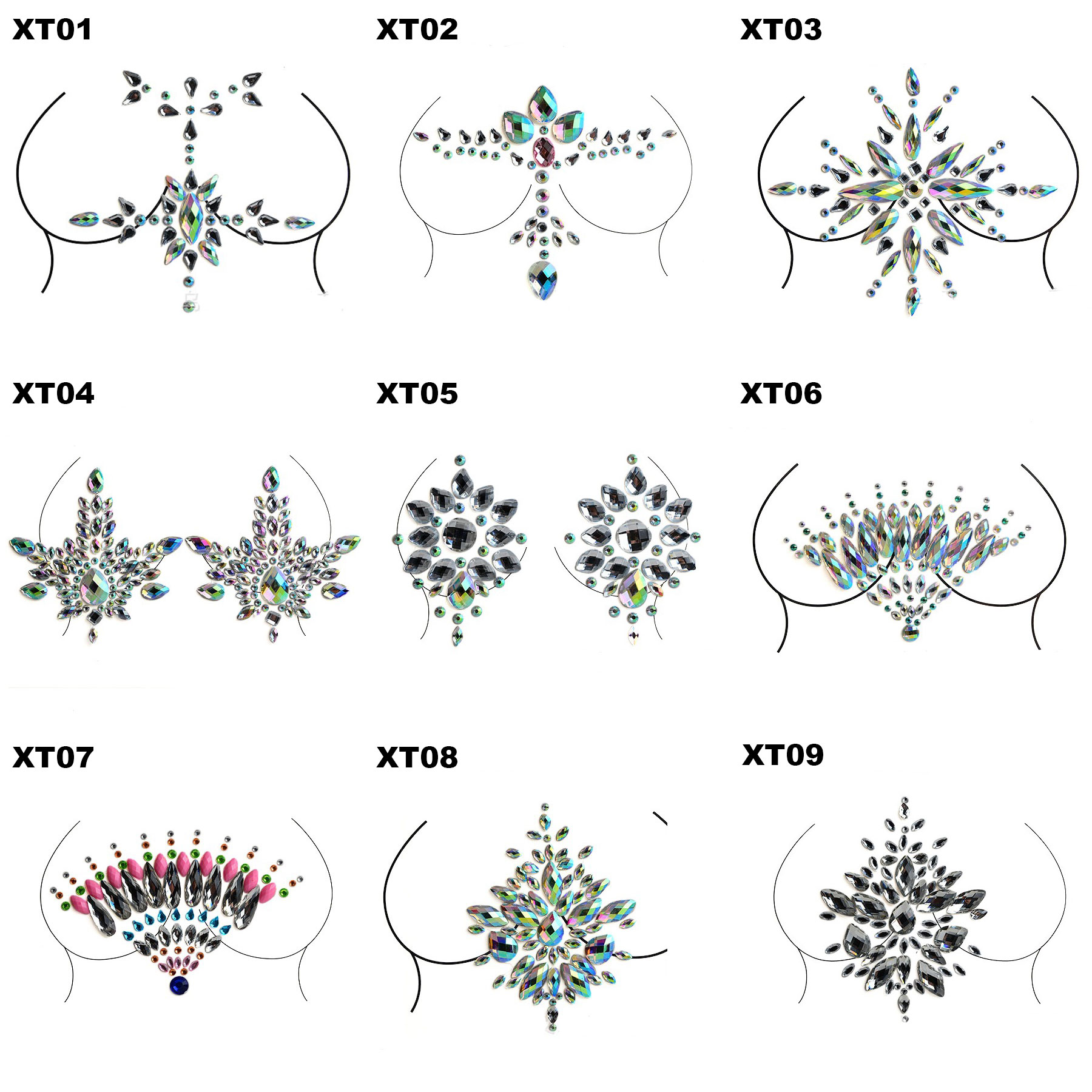 ANNAS 歐美 鑽石胸貼 水鑽胸貼 身體彩繪 臉部水鑽貼紙 性感 水鑽胸罩 海洋音樂祭 水鑽比基尼 嘉年華 潑水節 2