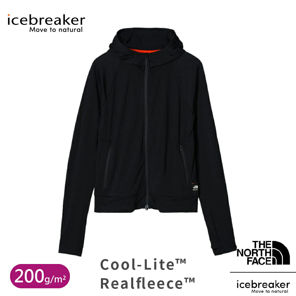 【Icebreaker 女 Realfleece刷毛保暖連帽外套200 TNF聯名款《黑》】0A56VR/排汗衣/短T/涼感衫
