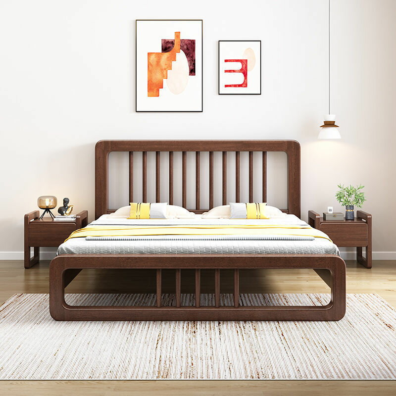 實木床1.5米單人床1.8雙人床成人主臥簡易出租屋床家用現代兒童床