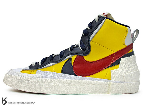 2019 高端時尚潮流 日本時尚品牌 阿部千登勢 SACAI x NIKE BLAZER MID 白深藍黃紅 拼接 解構 經典 復刻鞋款 (BV0072-700) !