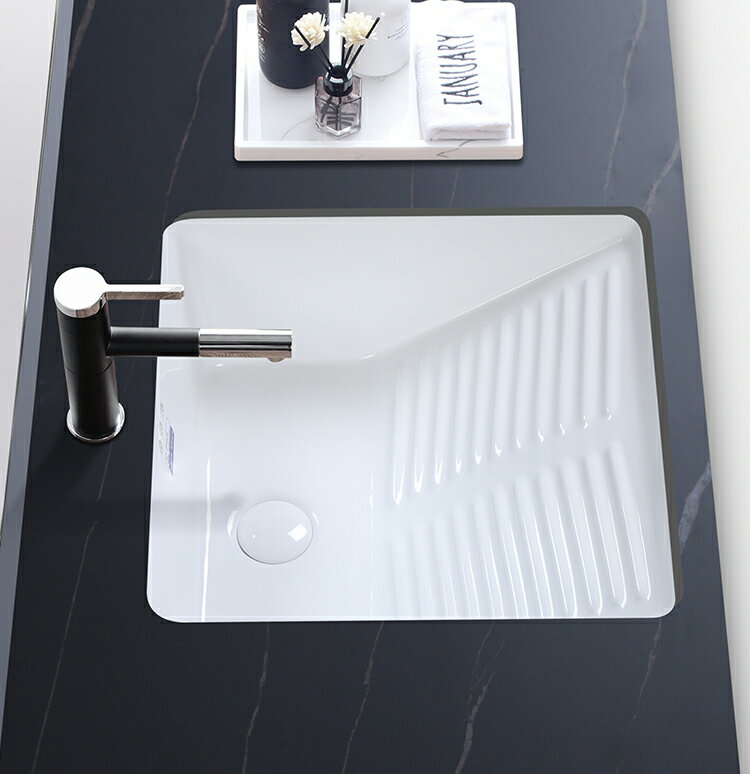 尺寸陽臺陶瓷嵌入式臺下洗衣盆帶搓衣板黑色洗衣池洗衣槽