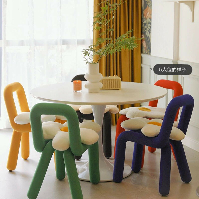 網紅客廳餐桌椅子ins奶油風餐椅家用創意設計師輕奢化妝凳子靠背 全館免運