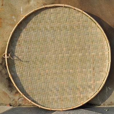 【無孔竹匾-A款80-頭層竹青皮-直徑80cm-1個/組】竹編竹製品竹匾竹篩子圓簸箕繪畫匾晾曬篩竹道具-38009