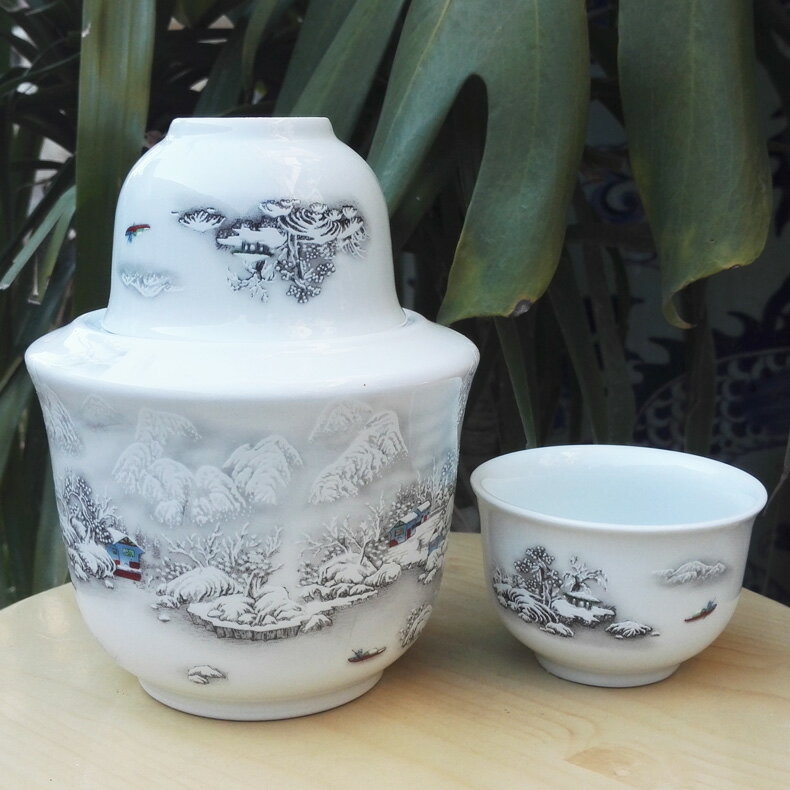 溫酒器 溫酒壺 家用溫酒壺景德鎮陶瓷溫酒壺暖酒器燙酒熱酒壺 溫黃酒中式酒具二兩 半斤家用【MJ23373】