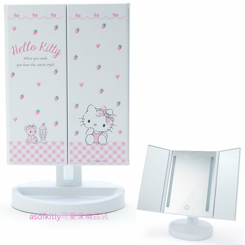 asdfkitty*KITTY桌上型LED燈三面化妝鏡/桌鏡-日本正版商品