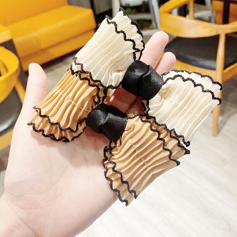 韓國ins超仙蝴蝶結發圈可愛簡約少女丸子頭皮筋頭繩仿珍珠頭飾品