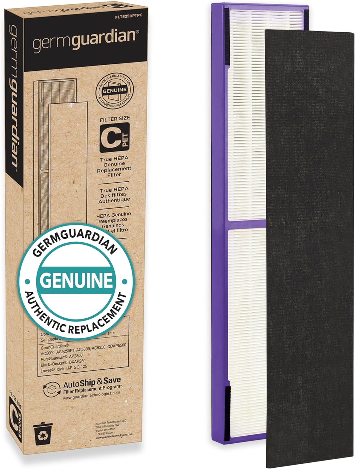 [o美國直購] GermGuardian FLT5250PT 濾網 GENUINE True HEPA with Pet Pure Treatment Replacement Filter 適 AC5000 系列 空氣清淨機