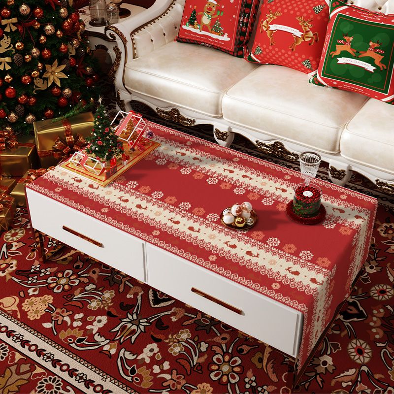 聖誕桌布 圣誕紅色茶幾桌布家用節日布置蓋布長方形防水餐桌臺布新年氛圍感