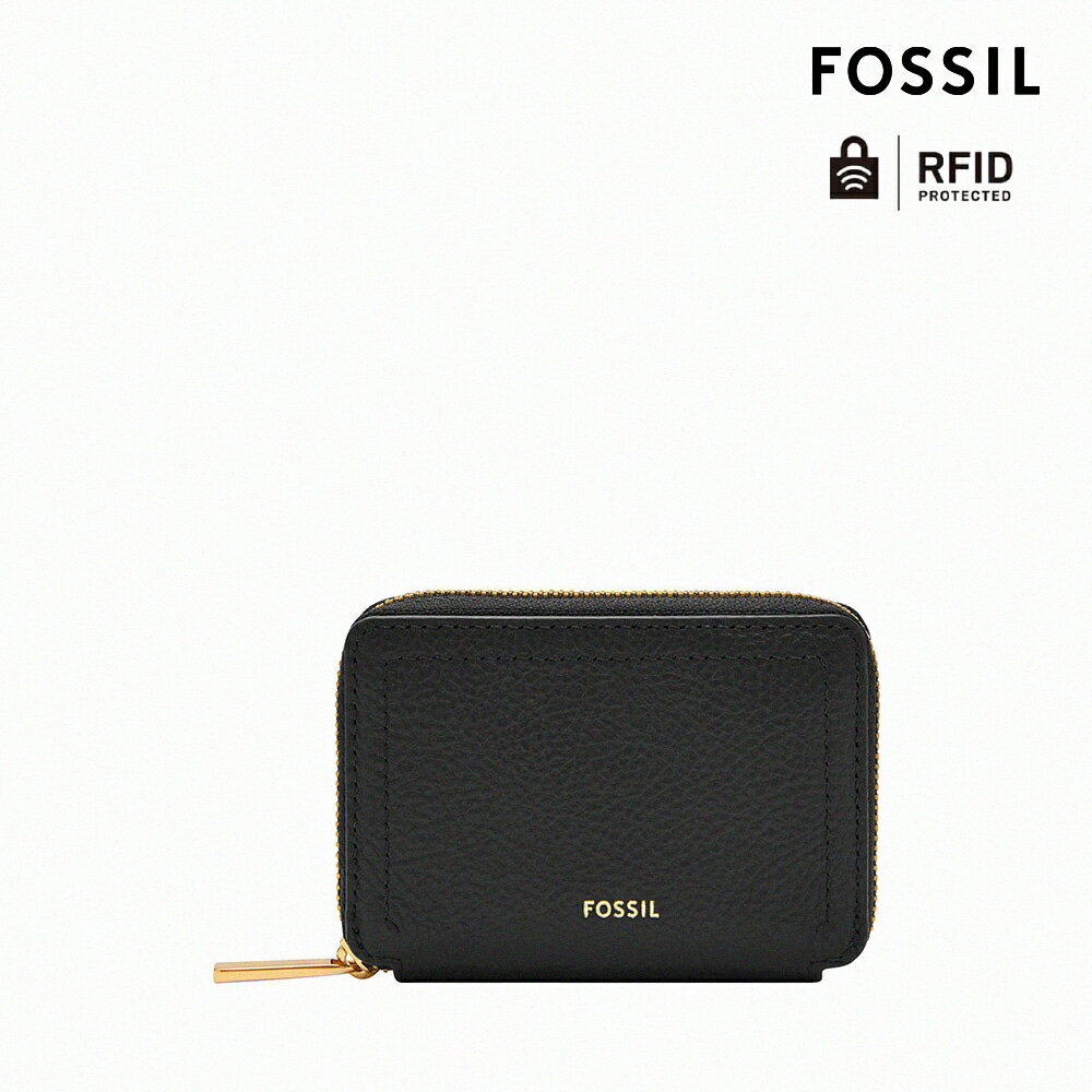 送禮首選★FOSSIL Logan 真皮拉鍊RFID防盜卡夾-黑色 SL10045001【美國時尚品牌】FOSSIL Lennox 真皮金釦長夾-黑色 SL10036001 附防塵袋+提袋【全館滿額折價★FOSSIL全系列包夾送美妝蛋】