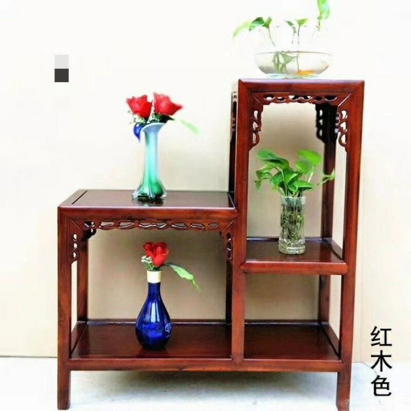 花架實木中式客廳盆景榆木高底架邊桌茶幾多層置物架木質魚缸架