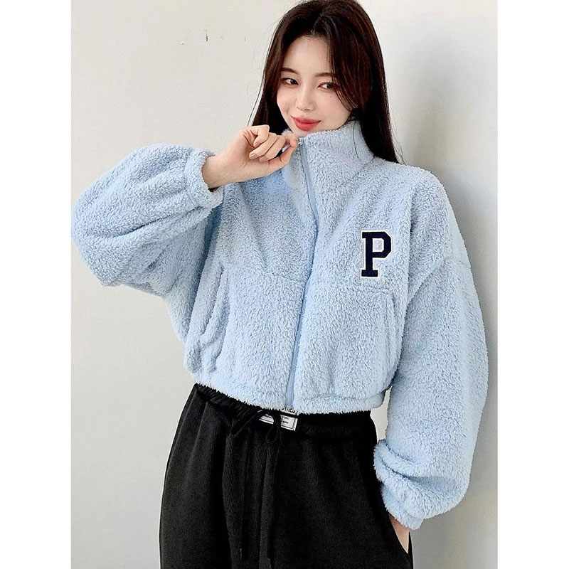 ANNAS 正韓 P毛毛外套 立領短板棒球外套 帥氣休閒毛衣 加厚保暖顯瘦 羊羔毛 搖粒絨 泰迪熊外套 韓國 3