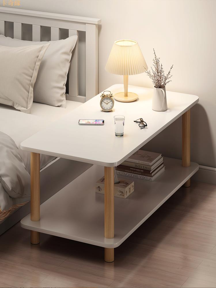 床頭柜出租房用現代簡約實木小茶幾小桌子簡易臥室小型床頭置物架