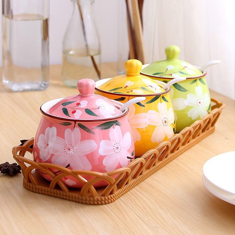 日式家用手繪陶瓷調味罐套裝單個裝廚房用品油鹽醬料儲物調味盒「店長推薦」