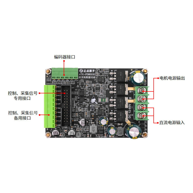 【全網低價 可打統編】 
正點原子直流有刷電機驅動板驅動器PD6010D模塊PID閉環控制600W 1