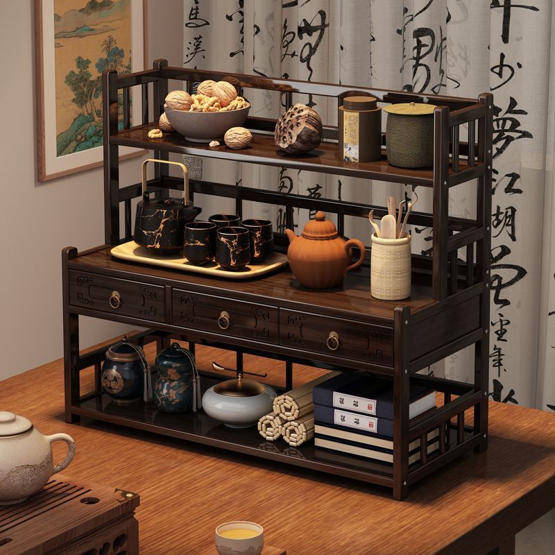 工廠現貨 免運 【附發票】楠竹桌面收納架 茶杯架 茶具架 桌面博古架新中式楠竹茶具架客廳茶室辦公室茶桌多層擺放架收納架特惠/開立發票 特價出 z1203