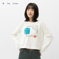 a la sha 色塊抹茶短版長袖棉T a la sha 色塊抹茶短版長袖棉T