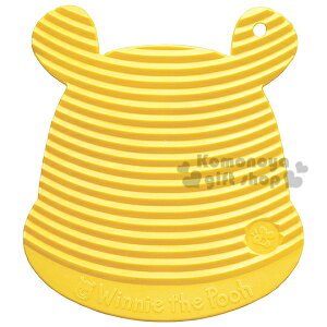 小禮堂 迪士尼 小熊維尼 日製 造型矽膠洗衣板 附吸盤 搓衣板 搓洗板 (黃 大臉)
