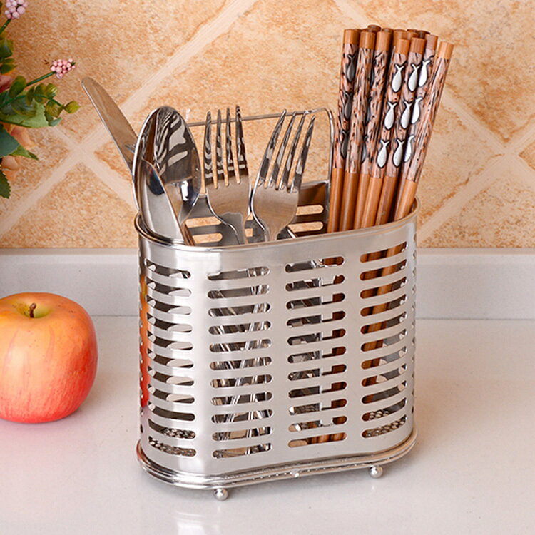 304不銹鋼筷子筒家用筷子桶廚房掛式創意勺子收納盒筷子籠瀝水架