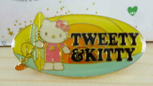 【震撼精品百貨】Hello Kitty 凱蒂貓 KITTY&TW徽章-衝浪 震撼日式精品百貨