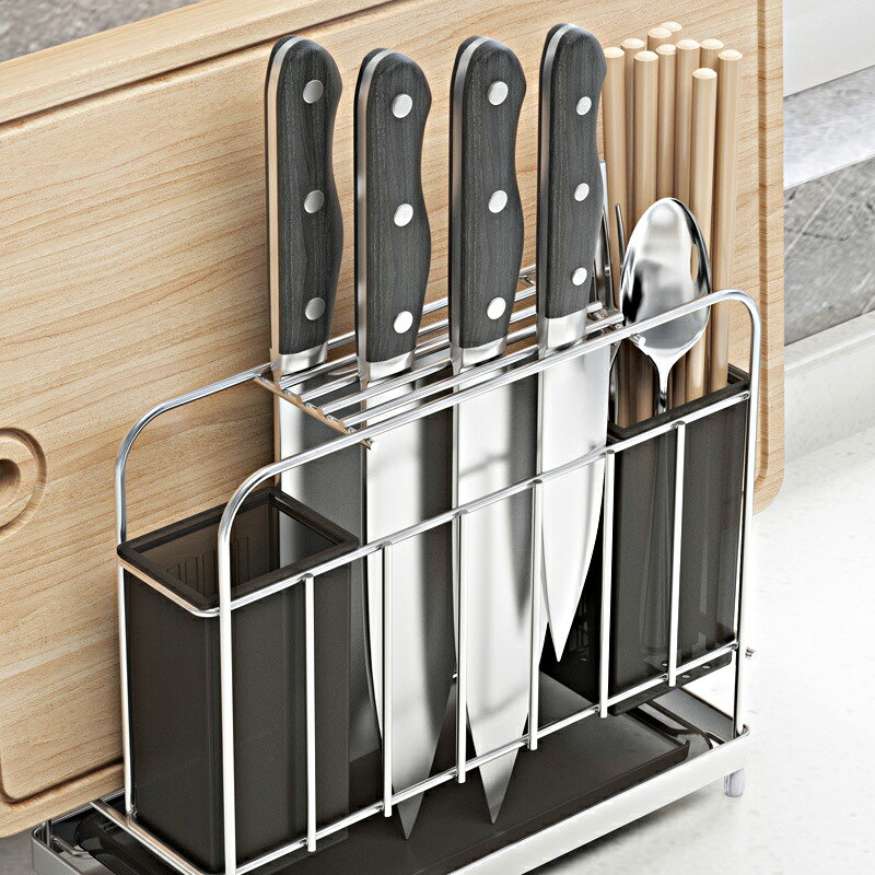 304不銹鋼多功能刀架刀座筷子筒創意廚房菜板筷子置物架收納整理