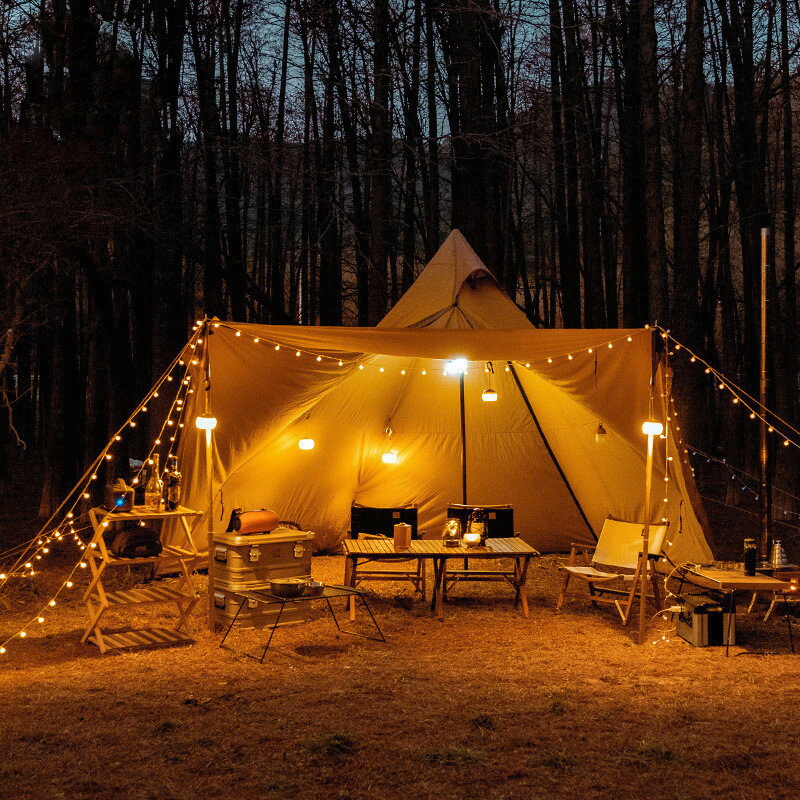 戶外露營帳篷充電LED氛圍燈野營裝飾燈串天幕燈帶涼棚小球泡彩燈