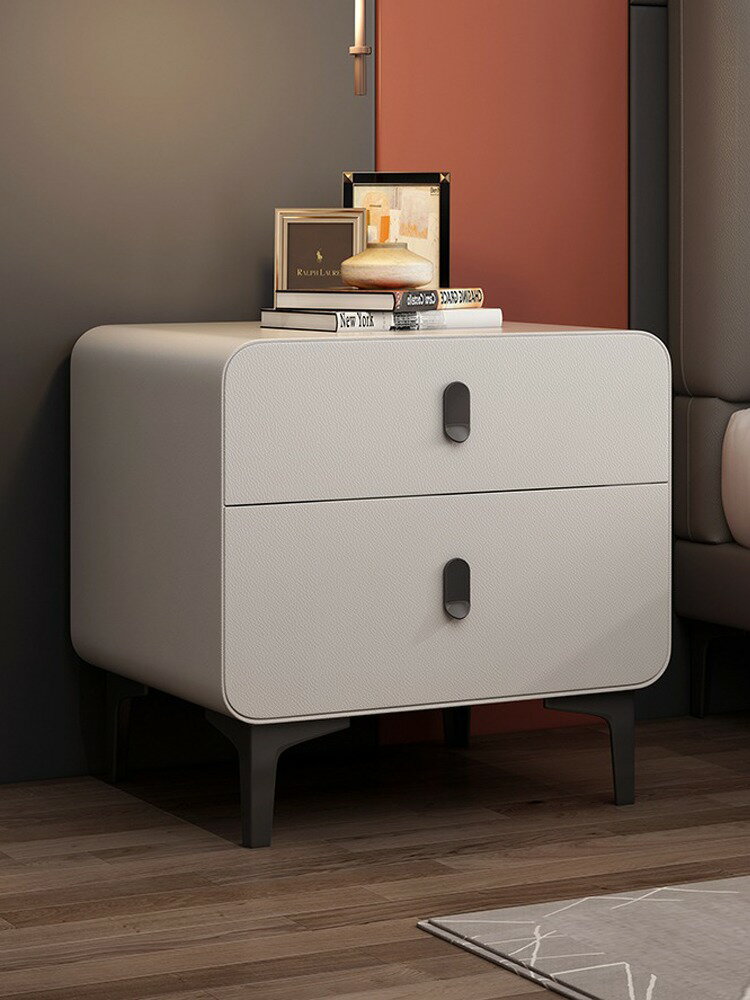 輕奢實木床頭櫃創意簡約現代窄邊圓形2023新款小型奶油風收納儲物 天使鞋櫃