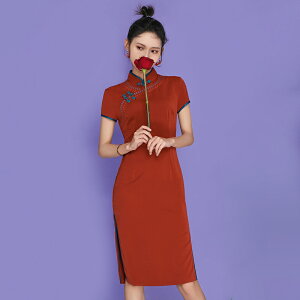 紅色亞麻旗袍改良傳統老上海民國日常女裝中國風年輕款少女中式