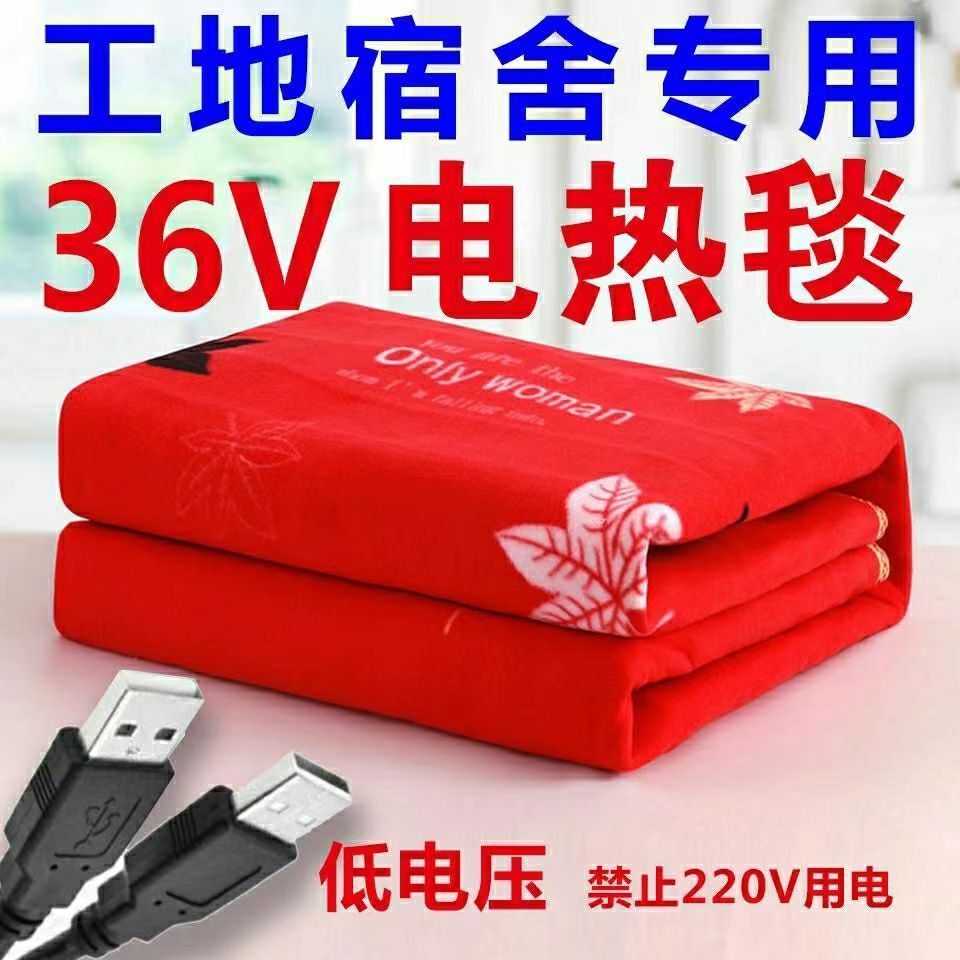 36伏USB電熱毯低壓工地宿舍專用36V加厚單人電褥子雙人防水無輻射-創美