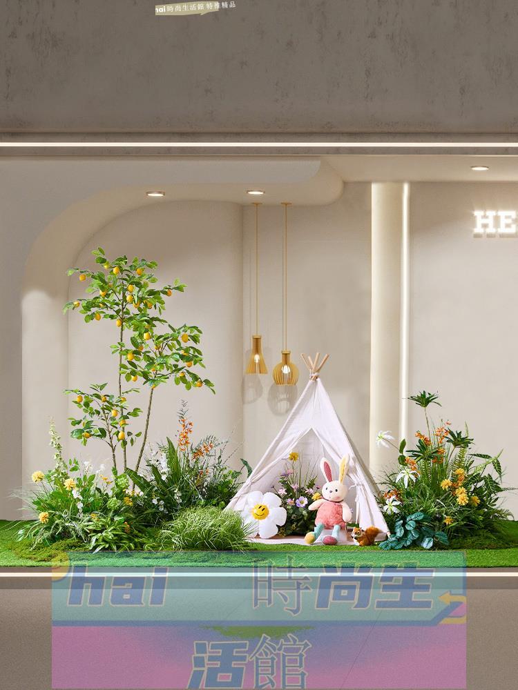 免運 可開發票 服裝店模擬綠植造景櫥窗裝飾場景佈置室內景觀仿生假植物花藝擺件