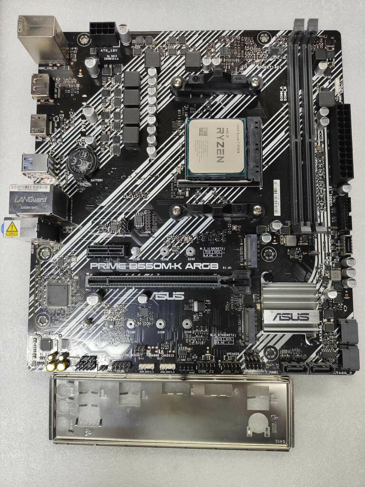 華碩 PRIME B550M-K ARGB 拆機主機板 支援AMD AM4 腳位 支援PCIe4.0 M.2插槽 絢麗燈效 遊戲電競 高性價比 二手良品