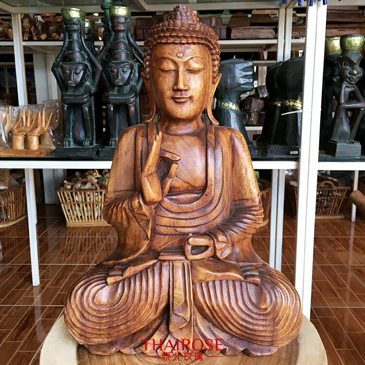 泰國木雕工藝品東南亞實木佛像擺件鎮宅風水禪意家居裝飾佛教用品1入