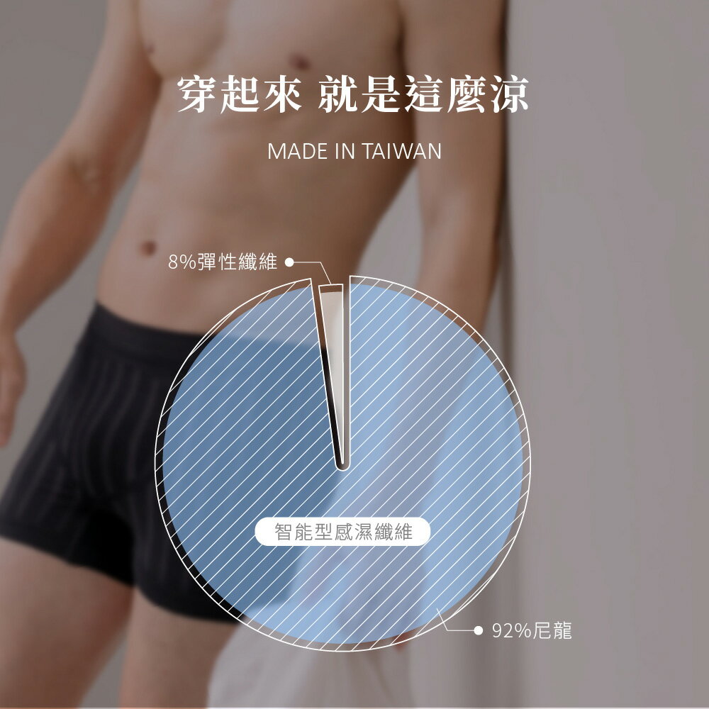 【巧奇】零著感無縫呼吸男生平口褲3件組 台灣製造  速乾內褲 （直送日本） 4