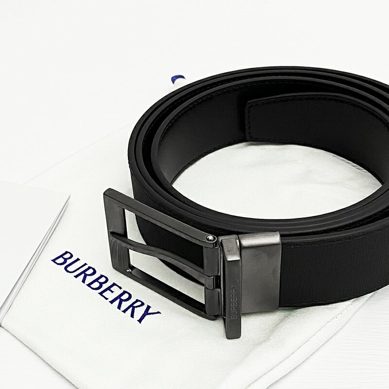 美國百分百【全新真品】Burberry 皮帶 配件 歐洲精品 配件 男款 雙面 腰帶 3.5mm 格紋 黑色 DA12