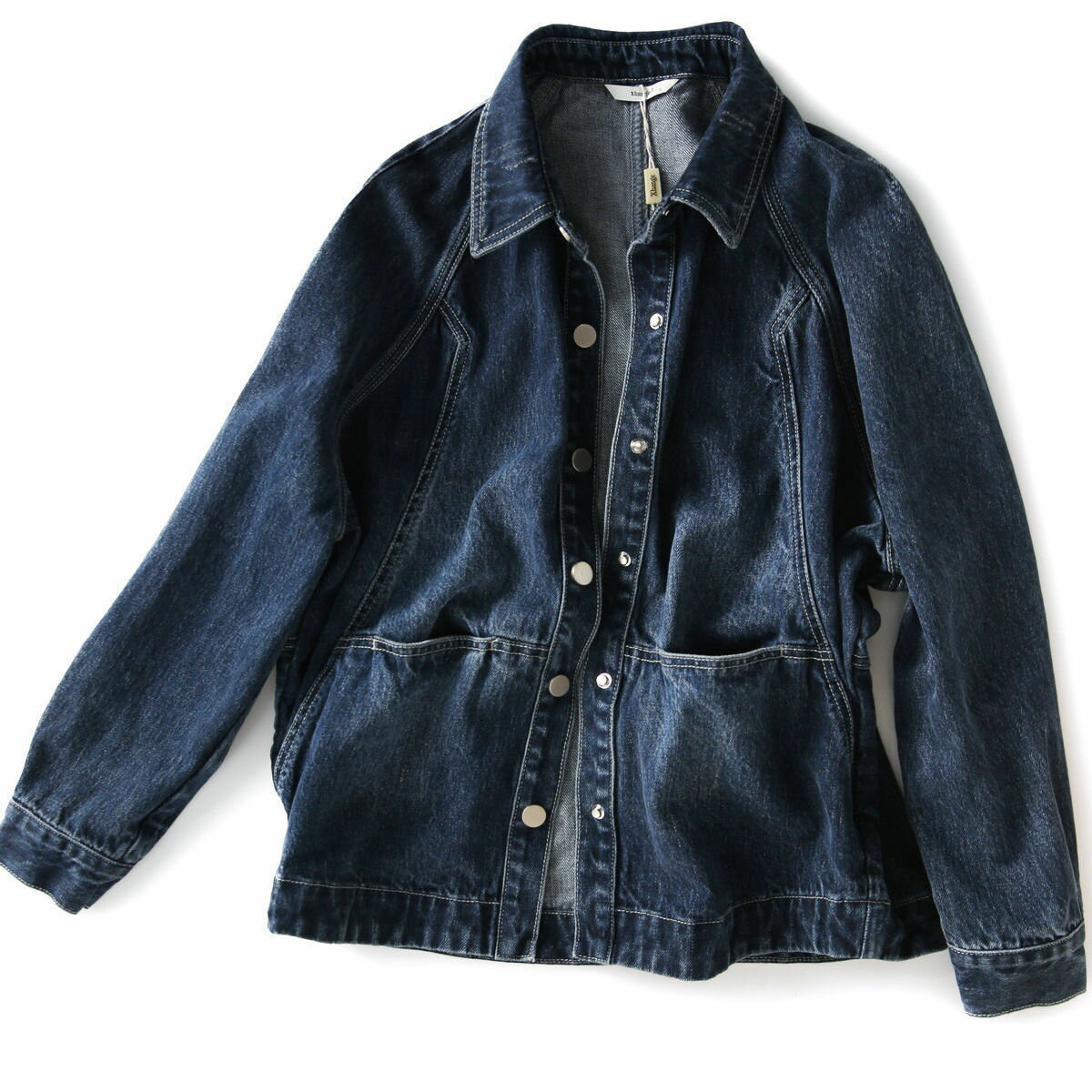 外套 女裝 休閒外套 時尚外套 保暖外套  深藍牛仔外套女2023春秋新款減齡時髦廓形百搭寬鬆顯瘦短外套潮 0