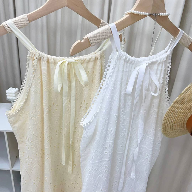 ANNAS 正韓 特價便宜款 實拍 度假長洋裝 蕾絲燒花 長裙 削尖洋裝 海島渡假 浪漫女神性感 5