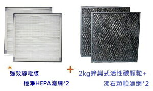 Opure 大王清淨機 A6 專用濾網組(HEPA濾網*2+2kg 蜂巢狀沸石顆粒濾網*2)