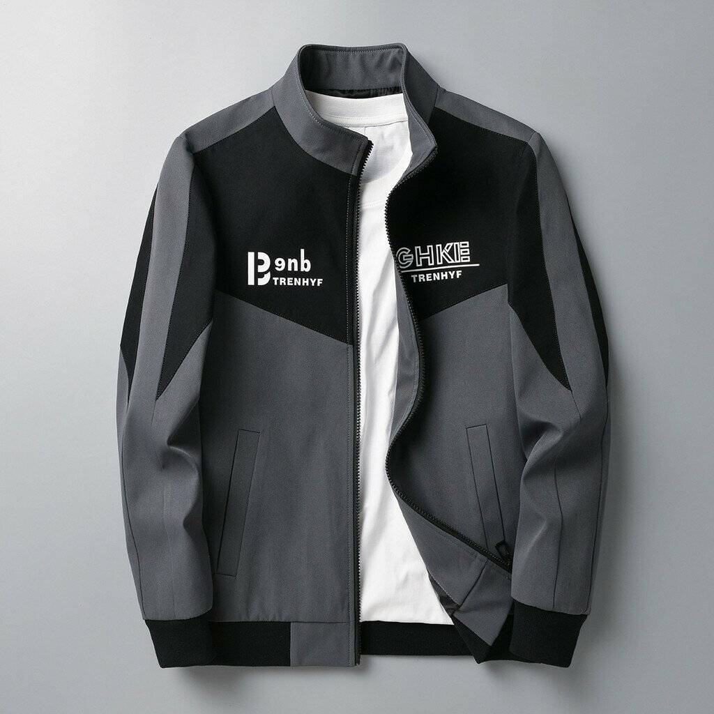 【秋季新品】M-5XL 立領外套 外套男 防風外套 夾剋男士外套春秋休閒寬鬆立領新款上衣潮流百搭青年夾剋厚款男裝上衣