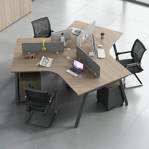 免運 辦公桌 創意職員辦公桌椅組合簡約現代6人位異形3人員工電腦工位辦公家具-快速出貨