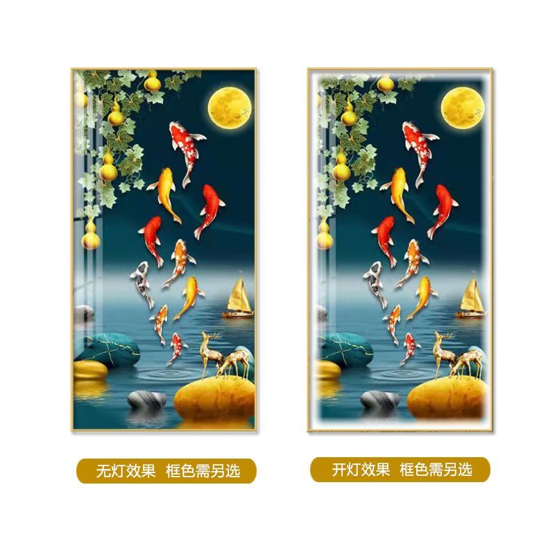 免運 公司貨 裝飾畫 掛畫 背景畫 現代簡約風入戶玄關裝飾畫帶燈過道走廊led燈發光掛畫客廳晶瓷畫 快速出貨