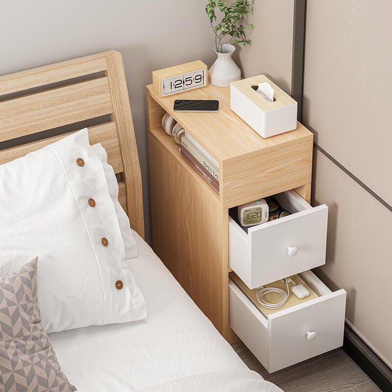 【限時下殺】超窄床頭櫃迷妳小型簡易款現代簡約臥室收納床邊實木色小尺寸櫃子