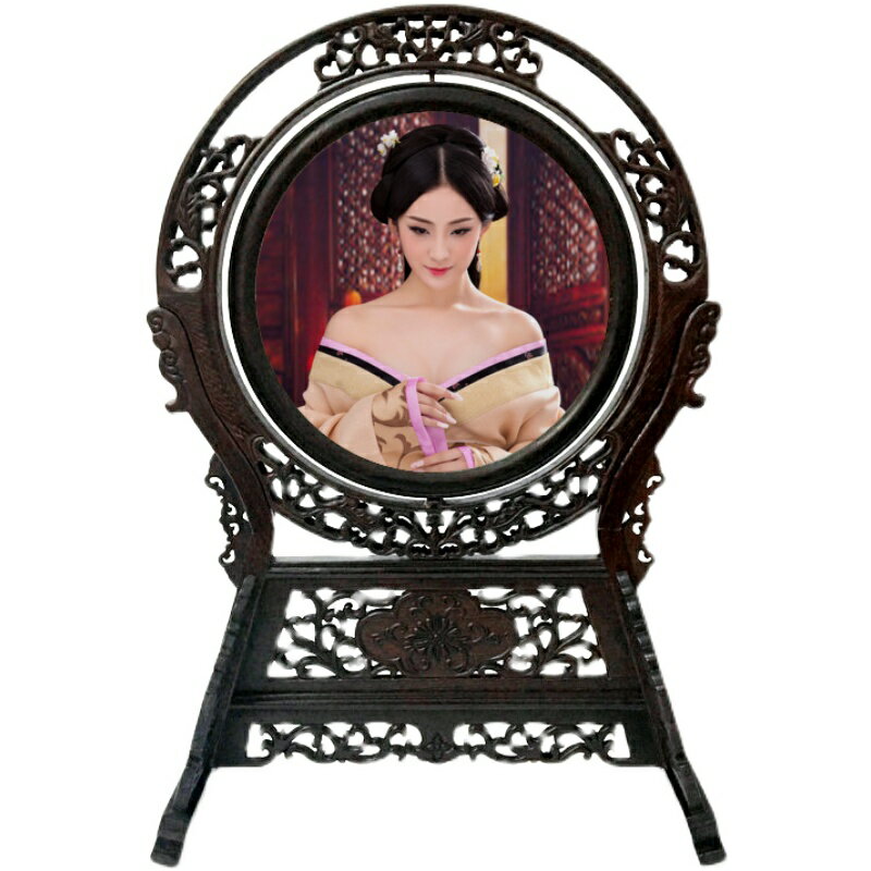 12寸實木雙面雞翅木相架 古典畫框 中式古典照片擺件相框 擺件 4