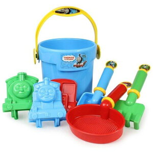 真愛日本 湯瑪士挖沙玩具 湯瑪士沙堆桶裝玩具 湯瑪士挖沙玩具八件組附袋 湯瑪士火車 挖沙玩具 沙灘 玩水 4971413006285
