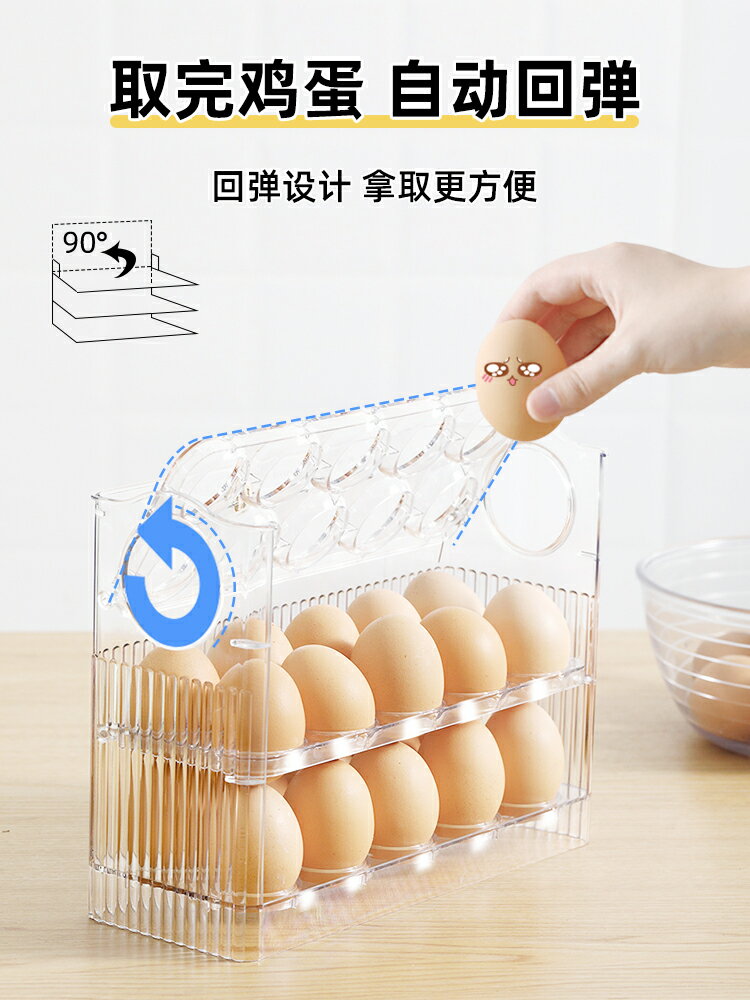 翻轉雞蛋收納盒冰箱用側門雞蛋架託蛋格保鮮盒食品級廚房整理神器