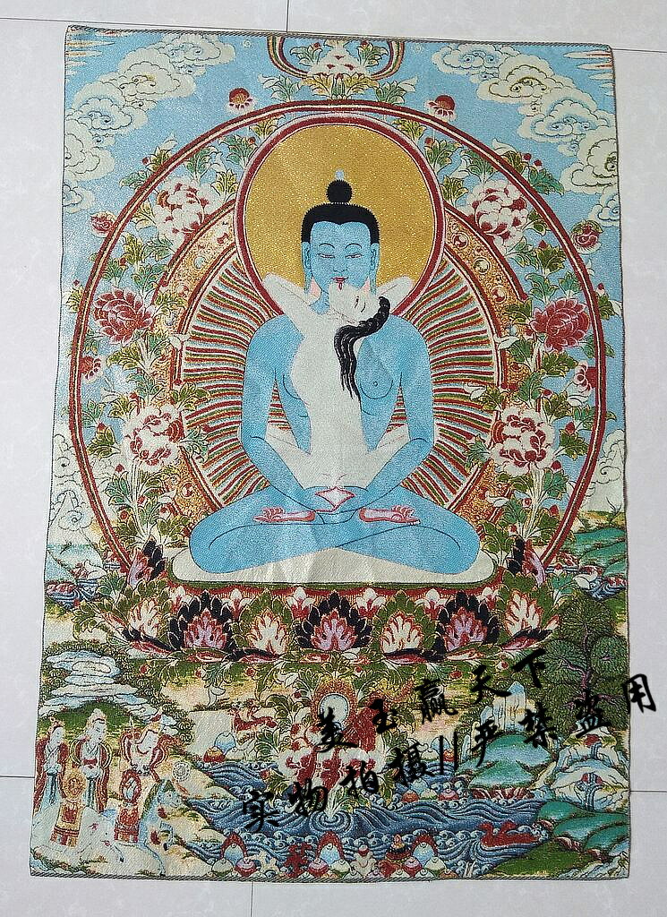 精美西藏密宗唐卡佛像 織錦絲綢繡 尼泊爾唐卡畫 歡喜佛 金絲刺繡