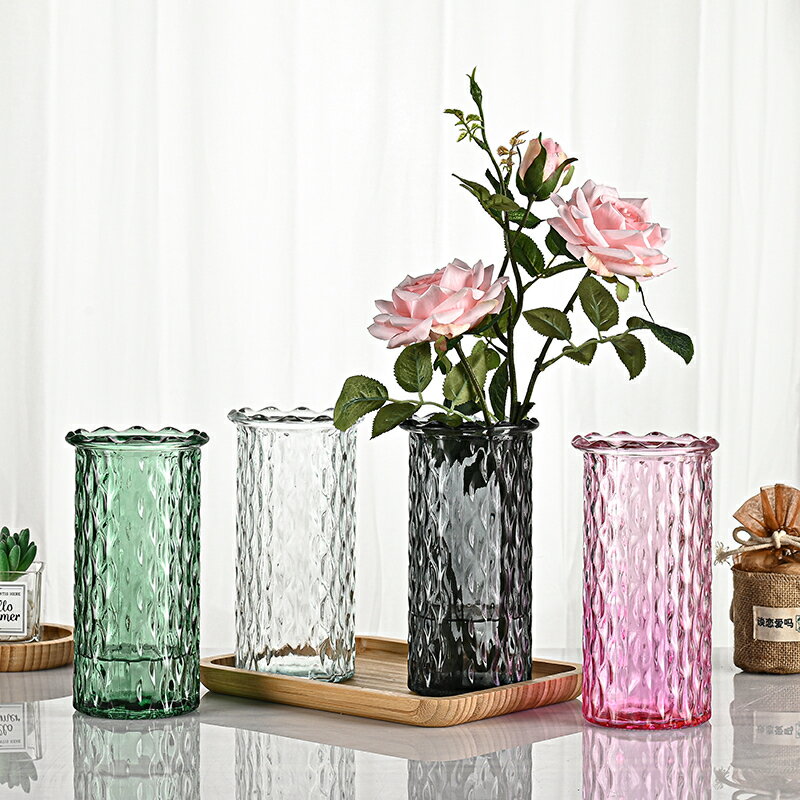 【滿299出貨】花瓶擺件客廳插花玻璃落地ins風直筒創意透明富貴竹水養鮮花裝飾
