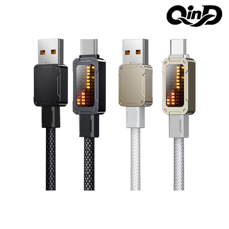 傳輸線 QinD USB Type-C 燈顯示充電線(1.2M)(100W) PD 快充線 充電線 傳輸線 【愛瘋潮】