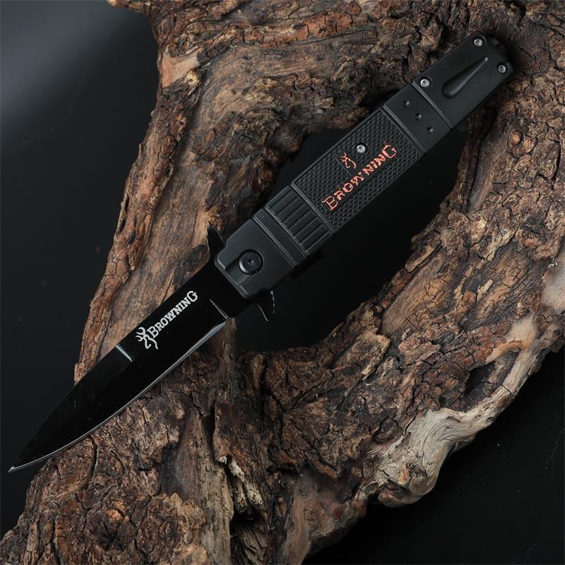 【黑狼折疊刀】黑折刀 彈簧刀 防身 折刀 露營刀 折疊刀 割繩刀 摺疊刀 戶外刀 刀具 求生刀 露營 野外求