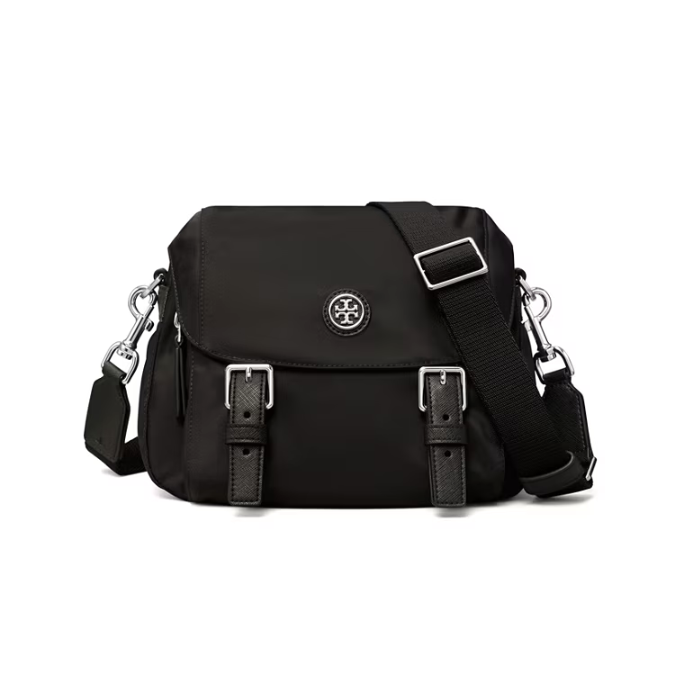 精選★TORY BURCH  簡約時尚大容量 皮質尼龍布 女款小號斜跨包 斜背包 85054(預購整新品)~【夏日美包★菲尼斯 國際精品↘3折起】